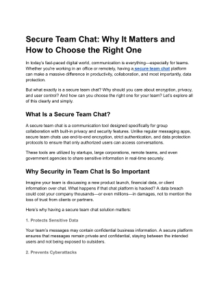 secure team chat why it matters and how to choose