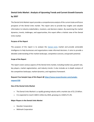 Dental Units Market Share: Key Trends 2037