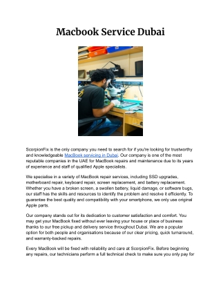 Macbook Service Dubai