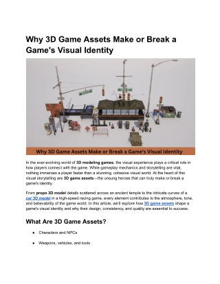Why 3D Game Assets Make or Break a Game's Visual Identity