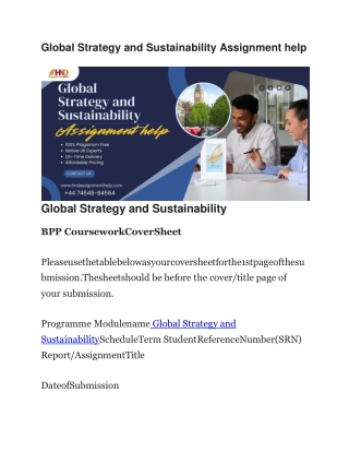 Global Strategy and Sustainability Assignment help