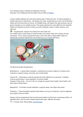 the ultimate guide to health and wellness