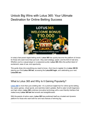 Unlock Big Wins with Lotus 365_ Your Ultimate Destination for Online Betting Success