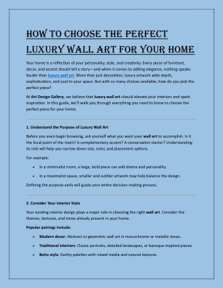 How to Choose the Perfect Luxury Wall Art for Your Home