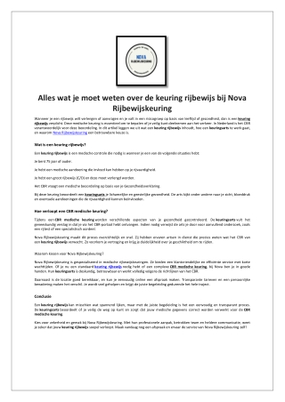 Alles wat je moet weten over de keuring rijbewijs bij Nova Rijbewijskeuring