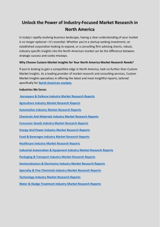 Unlock the Power of Industry-Focused Market Research in North America