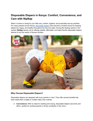 Disposable Diapers in Kenya Comfort, Convenience, and Care with NipNap