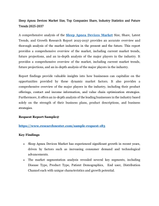 Sleep Apnea Devices Market