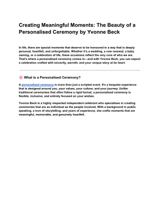 Creating Meaningful Moments The Beauty of a Personalised Ceremony by Yvonne Beck