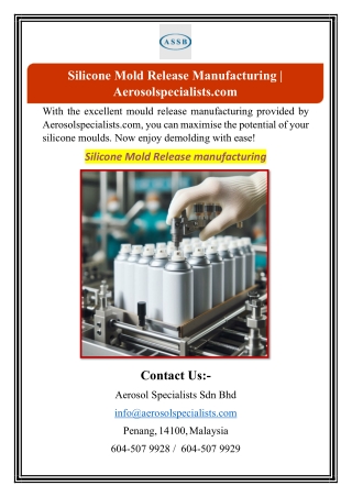 Silicone Mold Release Manufacturing | Aerosolspecialists.com