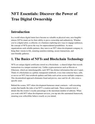 NFT Essentials: Discover the Power of True Digital Ownership