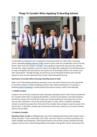 Things To Consider When Applying To Boarding Schools