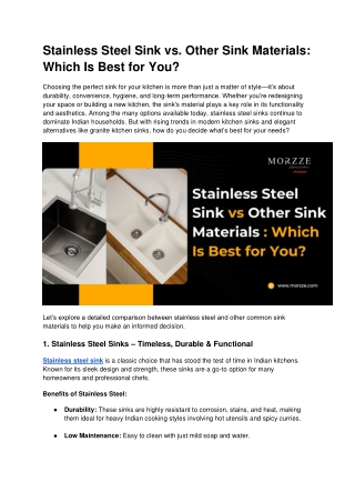 Stainless Steel Sink vs. Other Sink Materials: Which Is Best for You?