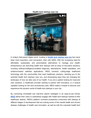 Health tech startup near me | INDQ