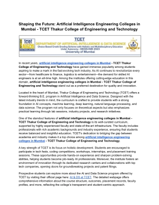 Shaping the Future_ Artificial Intelligence Engineering Colleges in Mumbai - TCET Thakur College of Engineering and Tech