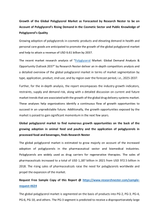 Polyglycerol Market: Analysis of Present and Future Growth | 2037