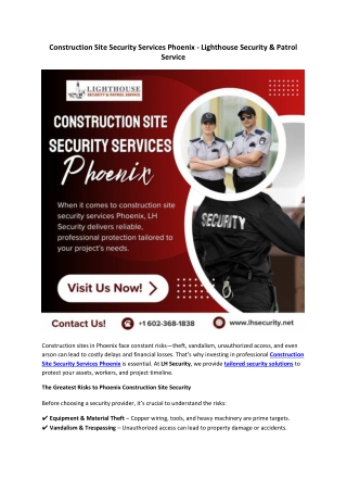 Construction Site Security Services Phoenix - Lighthouse Security & Patrol Servi