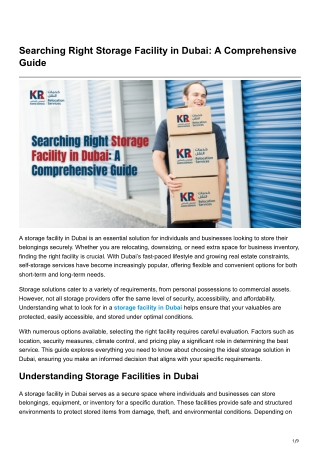 searching right storage facility in dubai