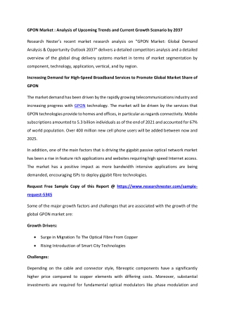 GPON Market Size Predicted to Increase at a Positive CAGR