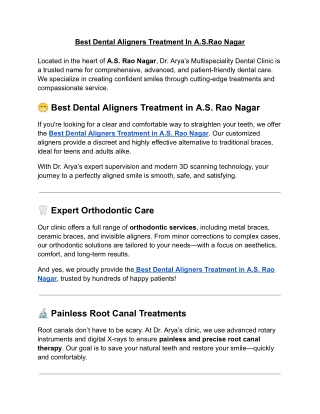 Best Dental Aligners Treatment In A.S.Rao Nagar