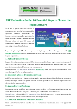 ERP Evaluation Guide 10 Essential Steps to Choose the Right Software