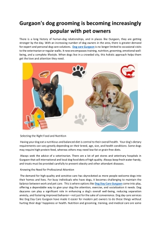 Gurgaon's dog grooming is becoming increasingly popular with pet owners