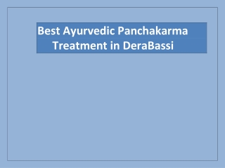 Best Ayurvedic Panchakarma Treatment in DeraBassi