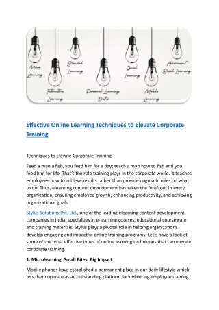 Effective Online Learning Techniques to Elevate Corporate Training