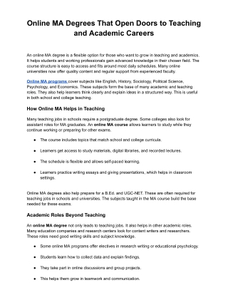 PU Online- Online MA Degrees That Open Doors to Teaching and Academic Careers
