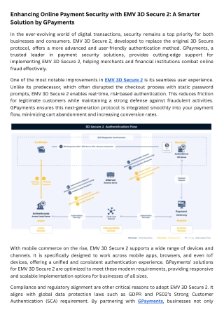 Enhancing Online Payment Security with EMV 3D Secure 2 A Smarter Solution by GPayments