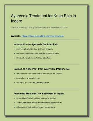 Ayurvedic Treatment for Knee Pain in Indore