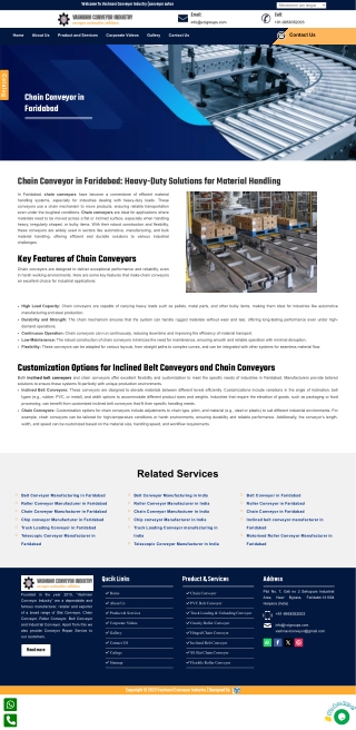 Industrial Chain Conveyors in Faridabad – Strong, Smart, and Scalable