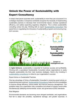 Unlock the Power of Sustainability with Expert Consultancy