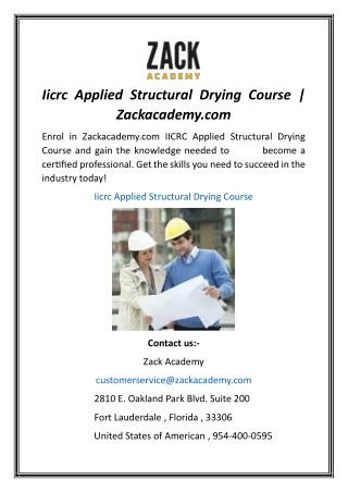 Iicrc Applied Structural Drying Course  Zackacademy.com