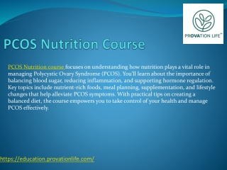 Education Provation Life - PCOS Nutrition Course