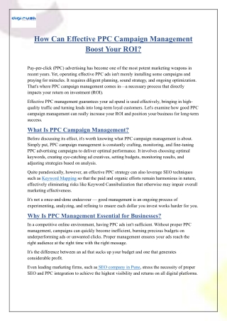 How Can Effective PPC Campaign Management Boost Your ROI