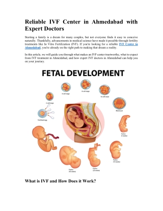 Reliable IVF Center in Ahmedabad with Expert Doctors