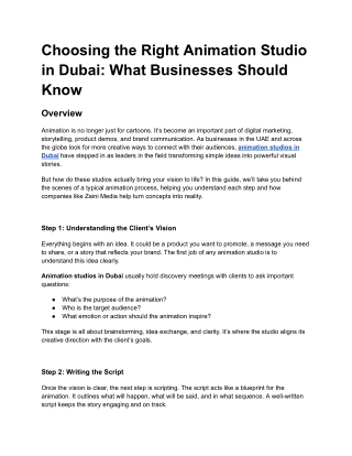 choosing the right animation studio in dubai what