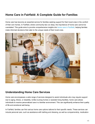 Home Care in Fairfield A Complete Guide for Families