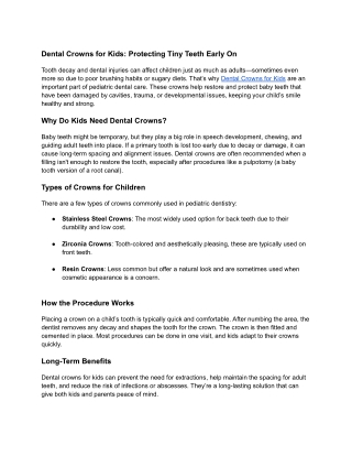 Dental Crowns for Kids_ Protecting Tiny Teeth Early On