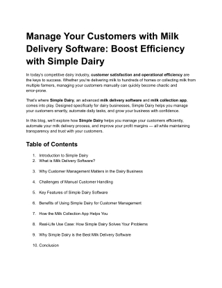 manage your customers with milk delivery software