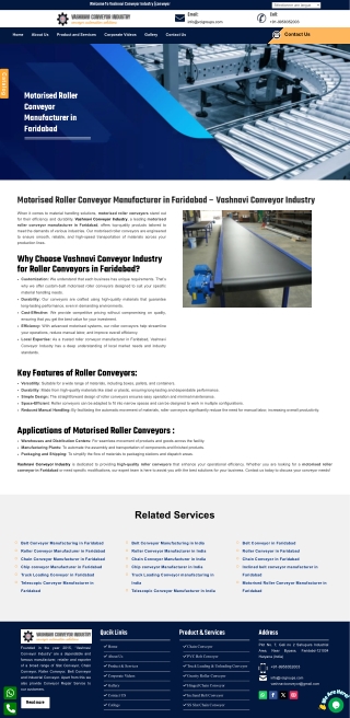Affordable Motorised Roller Conveyors from Faridabad – Smart and Budget-Friendly