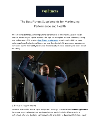 The Best Fitness Supplements for Maximizing Performance and Health
