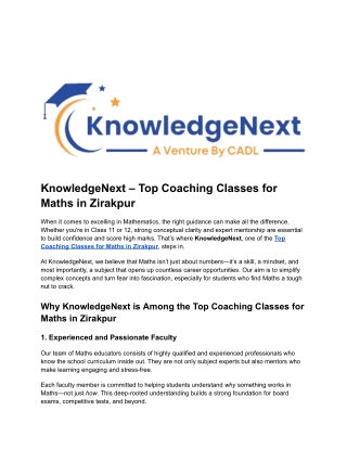 Top Coaching Classes for Maths in Zirakpur
