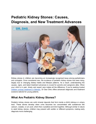 Pediatric Kidney Stones_ Causes, Diagnosis, and New Treatment Advances