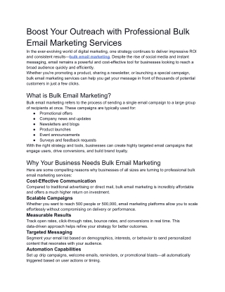 Boost Your Outreach with Professional Bulk Email Marketing Services