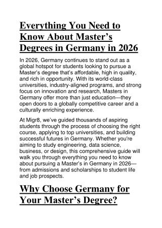 Everything You Need to Know About Master’s Degrees in Germany in 2026