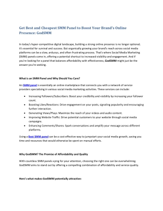 Best and Cheapest SMM Panel to Boost Your Brand's: GodSMM