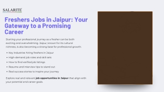 Freshers Jobs in Jaipur Your Gateway to a Promising Career