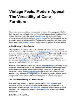 Vintage Feels, Modern Appeal: The Versatility of Cane Furniture